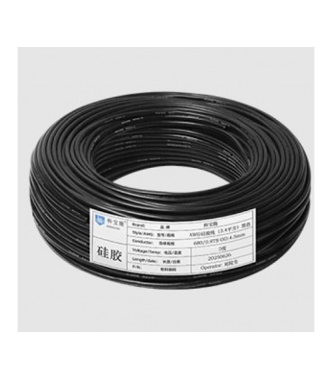 Кабель силиконовый луженный AWG 26 American Standard 26AWG/0,15квМ/600В, 400 метров, негорючий, термостойкий, Black, цена за мет