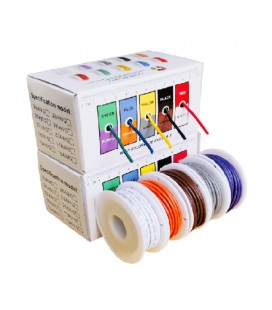 Кабель силиконовый луженный AWG 17 17AWG/1квМ/600В, 5*4 метров, CU, влагостойкий, термостойкий, multikolor, 400*300*300mm, BOX