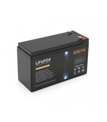 Литий-железо-фосфатный аккумулятор GEAR LiFePO4 12.8V 9AH (BMS-10A/10 A), (150x65x95), 1kg до 6000 циклов, Q8