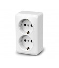 Розетка двойная с заземлением наружного монтажа, белая, Q18