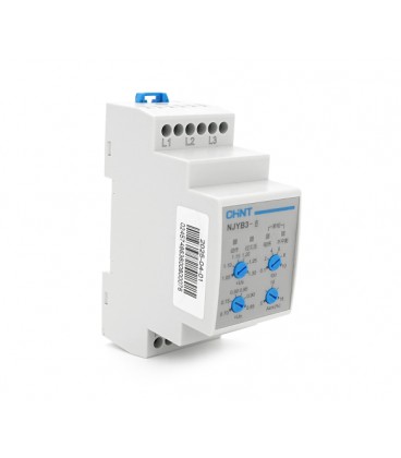 Реле контроля фаз CHINT NJYB3-8 AC380V, 3F3P, Защита U+(1,05~1,3)*Us/U-(0,7~0,95)*Us,Задержка 0,1~10с,обрыва/последовательности 
