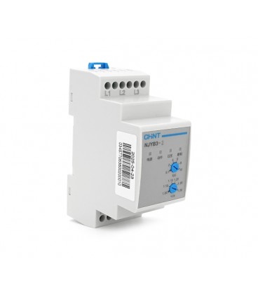 Реле контроля фаз CHINT NJYB3-2 AC380V, 3F3P, Защита U+ (1.05~1,3) *Us, Задержка 0,1~10с, Защита обрыва фаз, Ue240/415V, Ie0.75/