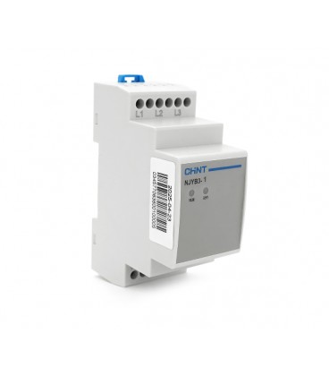 Реле контроля фаз CHINT NJYB3-1 AC380V, 3F3P, Защита обрыва/последовательности фаз, Ue240/415V, Ie0.75/0.47, 1CO+1NO
