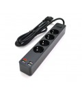 Сетевой фильтр KSC-717 Zhengya series на 4 розетки + 4 USB выхода 4000W,1.8m, Black