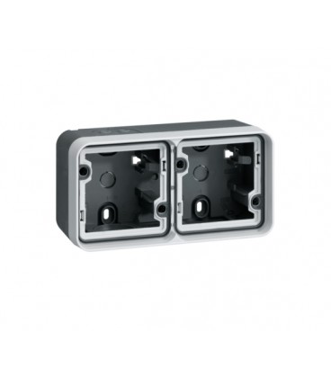 Корпус HAGER з рамкою 2Х для з/у, горизонтальний, сірий, W.1