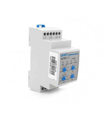 Реле контроля фаз CHINT NJYB3-13 AC220V,3F4P,Защита U+(1,05~1,3)*Us/U-(0,7~0,95)*Us,Задержка 0,1~10с,обрыва/последовательности ф