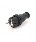 Вилка Евро с заземлением прямая, разборная, каучук, Premium,IP44, 16А 220V, цвет черный, Q30
