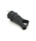 Вилка Евро с заземлением угловая с кольцом, разборная, каучук, Premium,IP44, 16А 220V, цвет черный, Q30