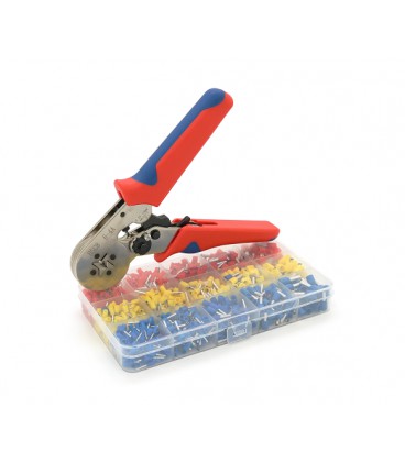 Кримпер HCS8 6-4A для обжима кабельного наконечника, blue-red, набор кабельных наконечников (VE0508,VE1508,VE1008,VE4009,VE2508)