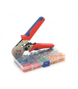 Кримпер HCS8 6-4A для обжима кабельного наконечника, red-blue + набор кабельных наконечников (VE0508,VE7508,VE1008,VE1508,VE2508