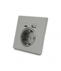 Розетка врезная с заземлением, Input: AC:110-250V/16A, Type-C/USB-выходы, Gray