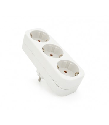 Розетка тройник с заземлением A303, White, Q10
