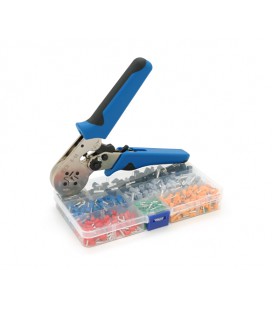 Кримпер HCS8 6-4A для обжима кабельного наконечника, Black-blue, набор кабельных наконечников (VE0508,VE7508,VE1008,VE1508,VE250