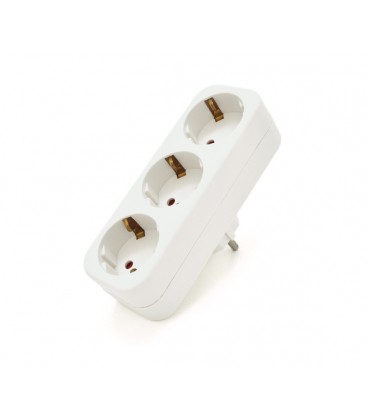 Розетка тройник c заземлением A303, White, 2Р+PE, 16А