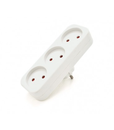 Розетка тройник без заземлениея A303, White, 2Р, 10А