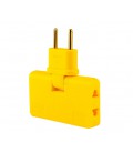Тройник + переходник 3 in 1, UK/US-EU, 220В, 10А, поворотный 180°, Yellow