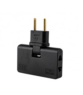 Тройник+переходник 3in1, UK/US-EU, 220В, 10А, поворотный 180°, Black