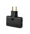 Тройник+переходник 3in1, UK/US-EU, 220В, 10А, поворотный 180°, Black
