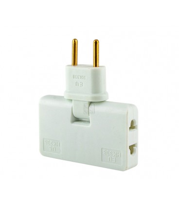 Тройник + переходник 3 in 1, UK/US-EU, 220В, 10А, поворотный 180°, White