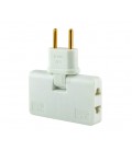 Тройник + переходник 3 in 1, UK/US-EU, 220В, 10А, поворотный 180°, White