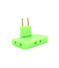 Тройник + переходник 3 in 1, UK/US-EU, 220В, 10А, поворотный 180°, Green