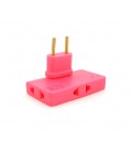 Тройник + переходник 3 in 1, UK/US-EU, 220В, 10А, поворотный 180°, Pink