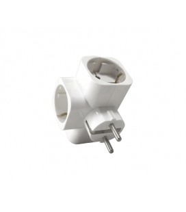 Розетка тройник с заземлением Т- образный с индикацией, White, Box