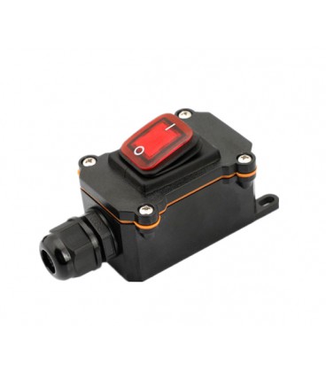 Выключатель наружного монтажа, красная кнопка с подсветкой, IP65, AC:110-250V, 20A, Black