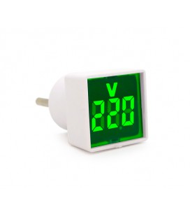 Цифровой вольтметр в розетку LED-102G, диапазон измерений 50-380V, Green, 30х30х52мм