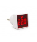 Цифровой вольтметр в розетку LED-102R, диапазон измерений 50-380V, Red, 30х30х52мм