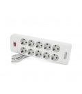 Сетевой фильтр F35, 10 розеток EU, кнопка включения с индикатором, 2 м, 3х0,75мм, 2500W, White, Box