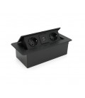 Розетка напольная выдвижная с заземлением J29L, две розетки + 2*USB, Input: AC 100-250V 16A, Black