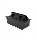 Розетка напольная выдвижная с заземлением J29L, две розетки + 2*USB, Input: AC 100-250V 16A, Black