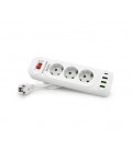 Сетевой фильтр F23U, 3 розетки EU + 3 USB + PD, кнопка включения с индикатором, 2 м, 3х0,75мм, 2500W, White, Box
