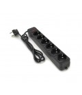 Сетевой удлинитель Gembird SP6, 220В 10А, 6 розеток, 3 м, Black, Q30