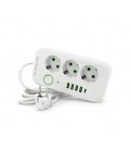 Сетевой фильтр F09U, 3 розетки EU + 4 USB + 1PD, кнопка включения с индикатором, 2 м, 3х0,75мм, 2500W, White, Box