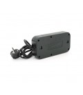Сетевой фильтр F09U, 3 розетки EU + 4 USB + 1PD, кнопка включения с индикатором, 2 м, 3х0,75мм, 2500W, Black, Box