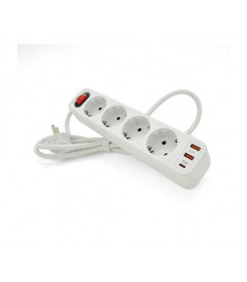 Сетевой фильтр HOCO NS1 на 4 розетки + 3 USB, 18W, 220В, White