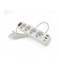 Сетевой фильтр HOCO NS1 на 4 розетки + 3 USB, 18W, 220В, White