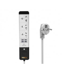 Сетевой удлинитель Senmaxu SMX-888, 3 Universal Socket + 4 USB, 1,5м, Grey, Box
