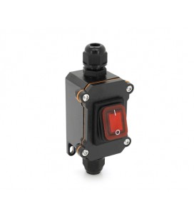 Выключатель наружного монтажа, красная кнопка, двухсторонний вывод, IP65, AC:110-250V, 20A, Black