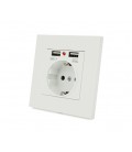 Розетка врезная, Input: AC 100-250V 16A, 2-USB- выхода, White