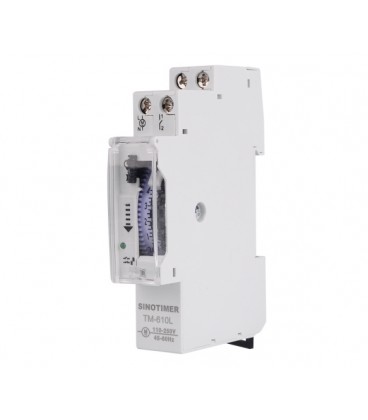 Электромеханическое реле времени Sinotimer TM610L, 24 часа, LED индикация, на DIN-рейку 1P, 16А, 110-250V