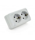 Розетка двойная с заземлением наружного монтажа O0128, белая, Q10
