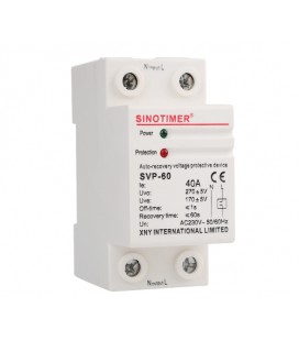 Защитное реле с контролем напряжения SVP-60, 40A, LED-индикация, 220В, на DIN-рейку 2P