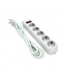Сетевой удлинитель Gembird SP5, 220В 10А, 5 розеток, 3 м, Gray, Q30