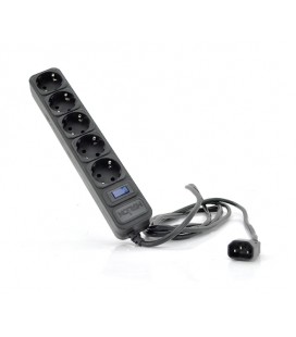 Сетевой удлинитель MERLION UPS B518, 220В 10А, 5 розеток, 1,8 м, сечение 3х0,75мм, черный Q50