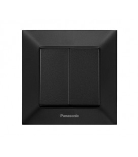 Выключатель Panasonic Arkedia Slim двухклавишный, быстрый монтаж, черный