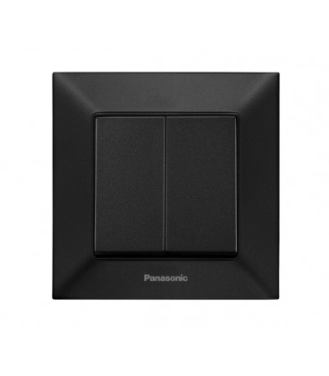Выключатель Panasonic Arkedia Slim двухклавишный, быстрый монтаж, черный