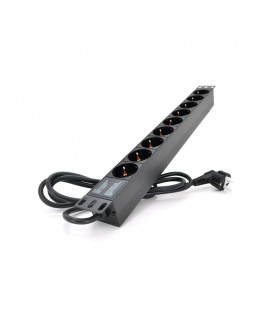 Удлинитель PiPo на 9 розеток, 220В, немецкий тип, 1U 19 ', алюминиевый корпус, черный, длина кабеля 1,8 м, Q25